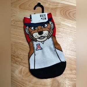 Rock 'Em Wildcat Graphic Men's Crew Socks - Red, White, and Black - Small/Med
